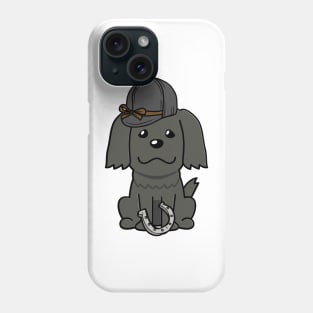 Funny black dog is ready for horse riding Phone Case