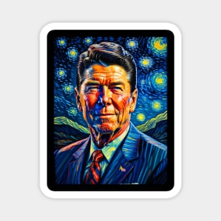 Ronald Reagan in starry night Magnet