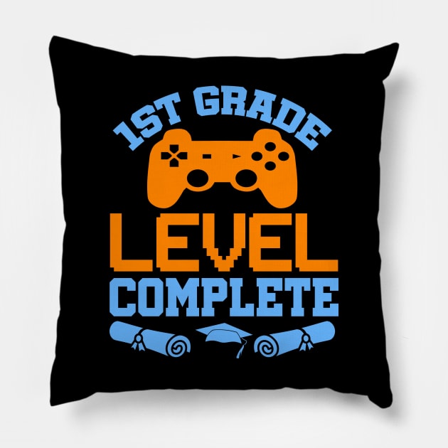 1st Grade Level Complete Video Gamer T-Shirt Graduation Gift Pillow by celeryprint