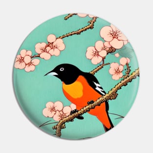 Baltimore Oriole Bird of Orchard Oriole in the Woods Pin