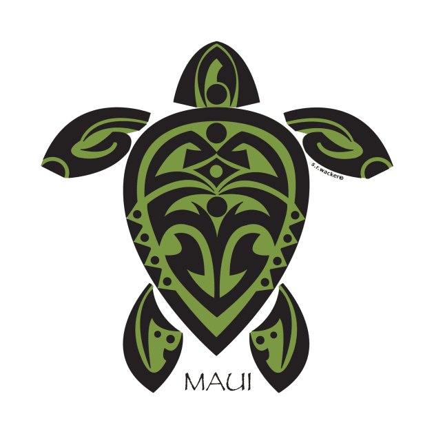 Black & Green Tribal Turtle Tattoo / Maui by srwdesign