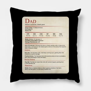 D&D Dad Statblock Pillow