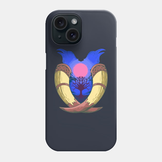 With Yggdrasil and drinking horns - Hugin and Munin Phone Case by Modern Medieval Design