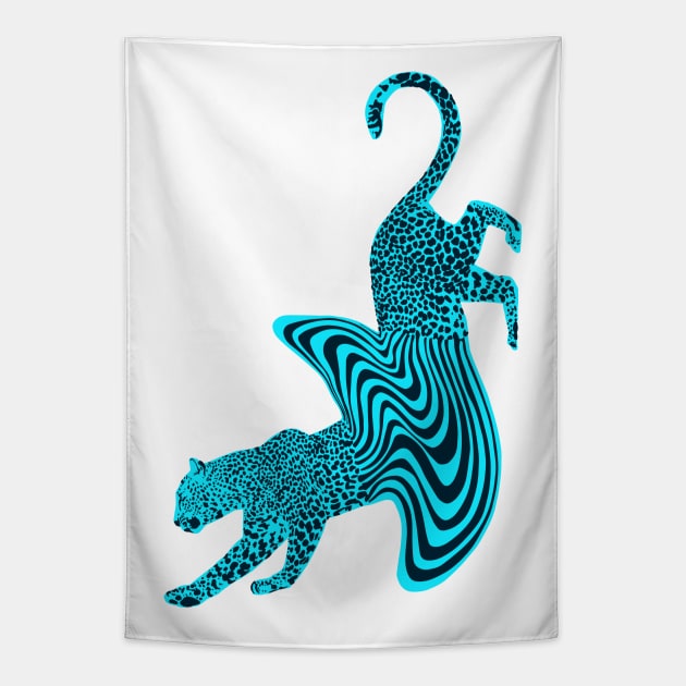 Cheetah Melt Blue Tapestry by ECMazur