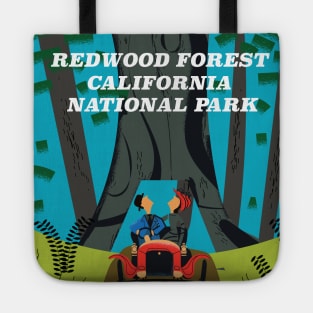 Redwood Forest National Park California travel poster Tote