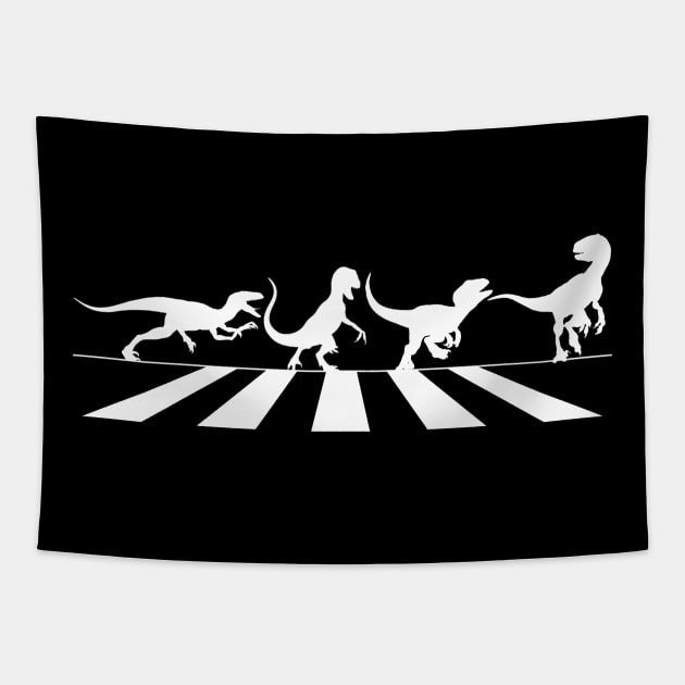 Velociraptor Abbey Road Crossing Tapestry by IORS