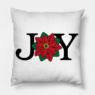 JOY Christmas Poinsettia Flower Pillow