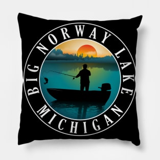 Big Norway Lake Fishing Michigan Sunset Pillow