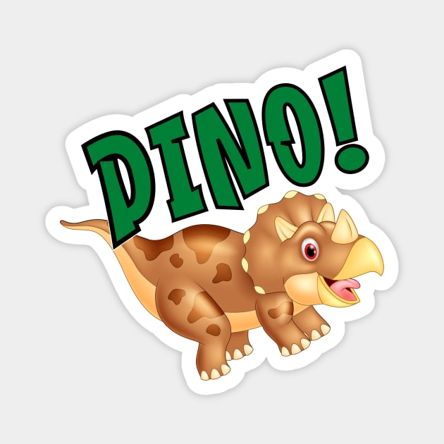 Cute Happy Dinosaur Horned Dino Magnet by Dallen Fox