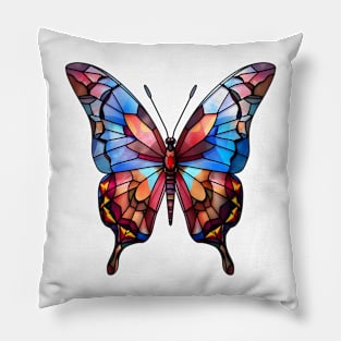 Stained Glass Colorful Butterfly #1 Pillow