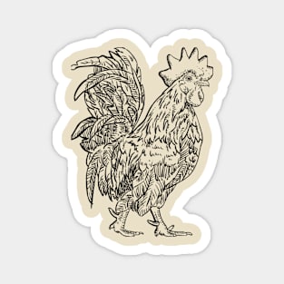 Line drawing rooster Magnet