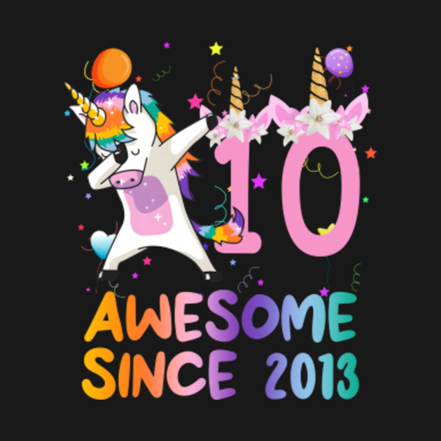 Discover Dabbing Unicorn 10 Year Of Being Awesome 10th Birthday - 10th Birthday - T-Shirt