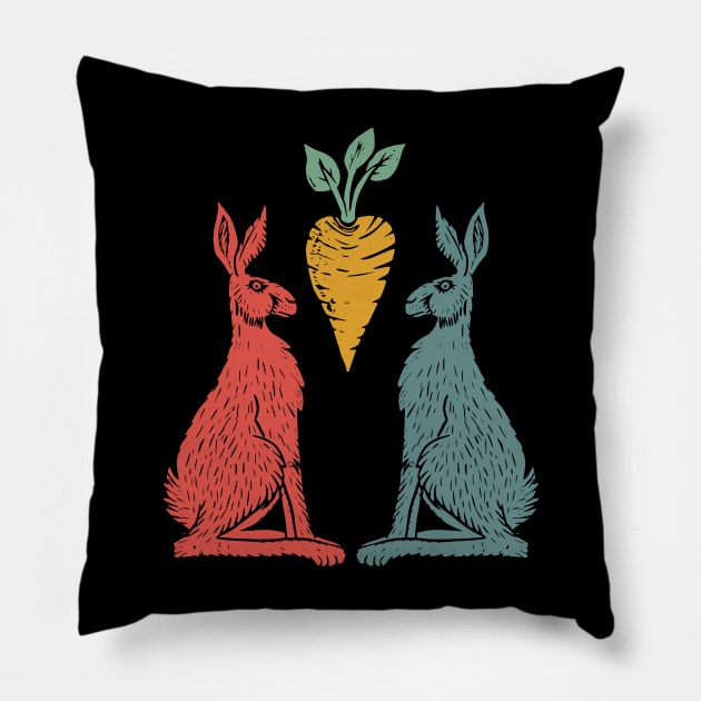 Carrot & Rabbits Pillow by SWON Design