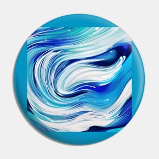 Beautiful Abstract Blue Tsunami Pin