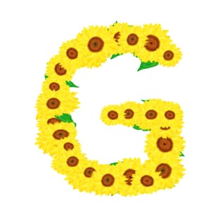 Sunflowers Initial Letter G (White Background) T-Shirt