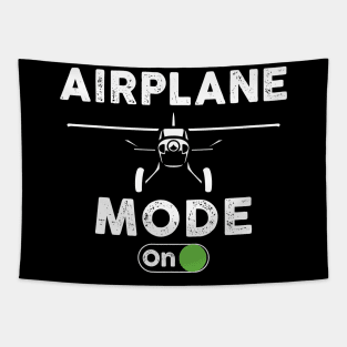 Airplane Mode On Funny Women Airplane Pilot Aviation Lover Tapestry