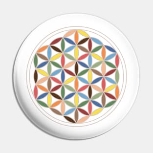 Flower of Life - Retro Colors Pin