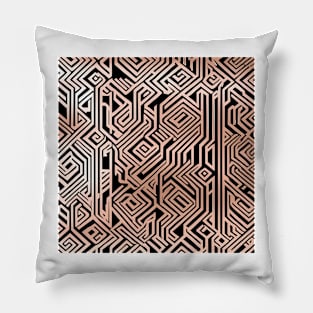 Classic Elegance, Greek Key in Rose Gold Foil Pillow