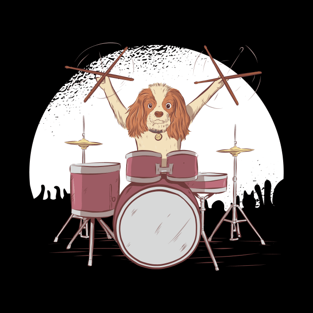 Drummer Dog - rocker puppy funny by Midoart