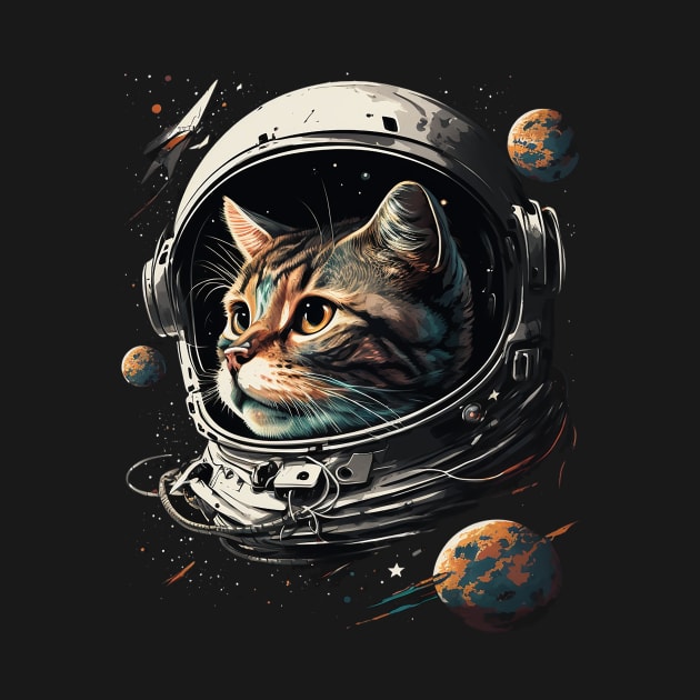 space cat by a cat cooking