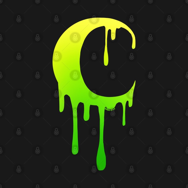 Dripping Moon (Acid Green Gradient) by Jan Grackle