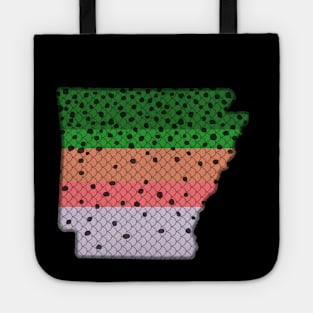 Trout Fishing Rainbow Trout Pattern Arkansas State Map Tote