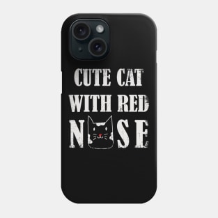 Cute cat with red nose Phone Case