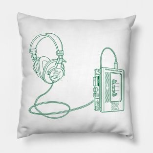 Portable Tape Player (Cadmium Green Lines) Analog / Music Pillow