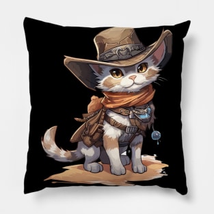 Cute Sheriff Cat with a Cowboy Hat Pillow