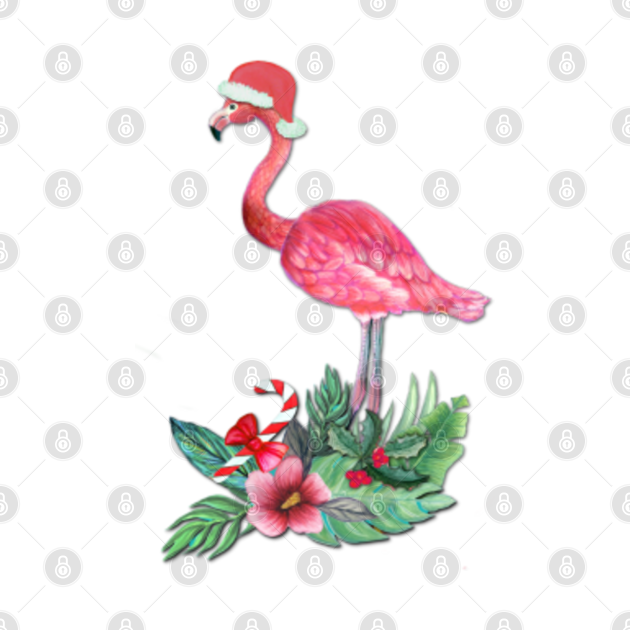 Disover Pink Flamingo Christmas Santa - Christmas Flamingo - T-Shirt