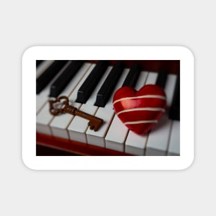 Red Heart And Skeleton key On Piano Keys Magnet