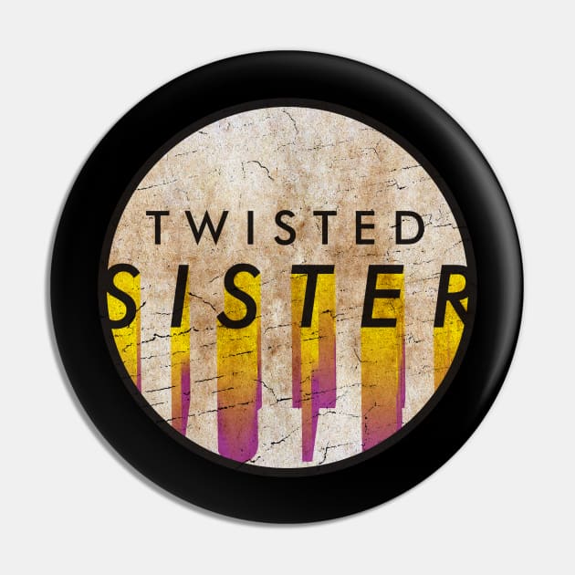 Twisted Sister - VINTAGE YELLOW CIRCLE Pin by GLOBALARTWORD