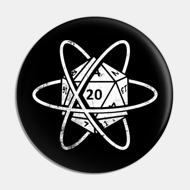 Retro Roleplaying Game D20 Atom Pin by Wizardmode