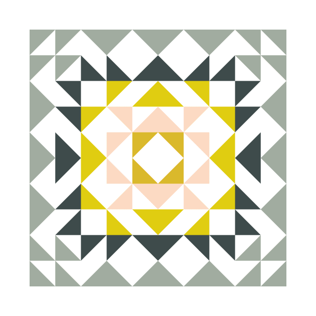 Cute Geometric Quilt Block Art by ApricotBirch