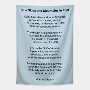 Blue Skies and Mountains in Eilat Poem Tapestry