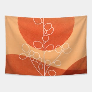 Neutral Boho Art Print, with orange sunset Tapestry