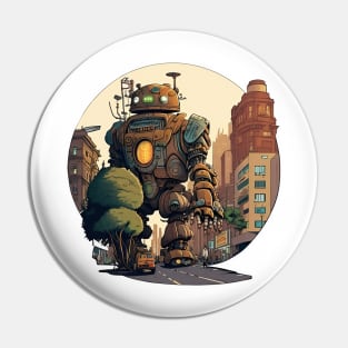 Giant Peaceful Robot Cartoon Design Pin