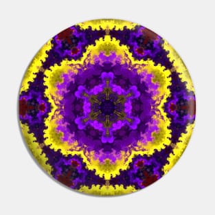 Psychedelic Mandala Flower Yellow and Purple Pin