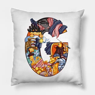 Initial Letter G doodle art Pillow