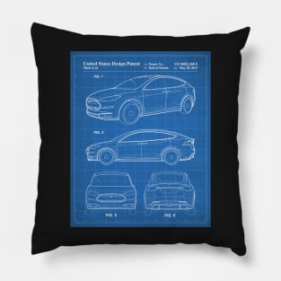 Tesla Model S Patent - Tesla Art - Blueprint Pillow