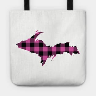 Upper Peninsula of Michigan Pink Flannel State Tote