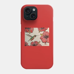 Allen's hummingbird drinking nectar from the hibiscus flowers Phone Case