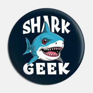 Shark Geek - Adorable Great White Shark Design for Shark Lovers Pin