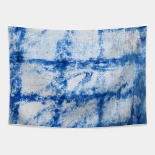 Abstract boho, Scandinavian monochrome background. Blue-white watercolor with marble texture cage. Best for the print, fabric, poster, wallpaper, cover and packaging. Tapestry