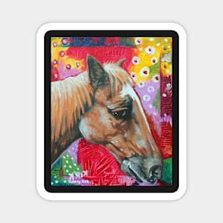 'PORTRAIT OF A HORSE (WITH AN ABSTRACT BACKGROUND)' Magnet