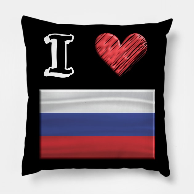 I love Flag from Russia Pillow by JG0815Designs