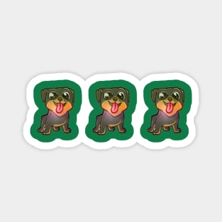 Three dogs in a row in bold, bright colors with their tongues sticking out. Magnet