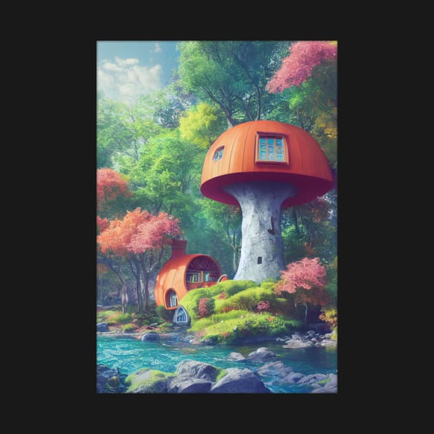 Trippy Mushroom House Digital Art by NovelCreations