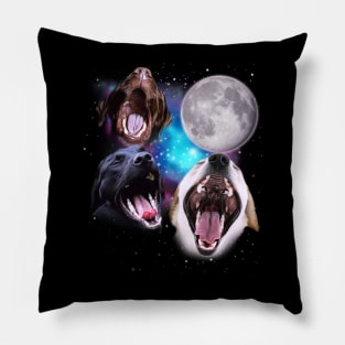 Three Labs Howl at the Moon Pillow