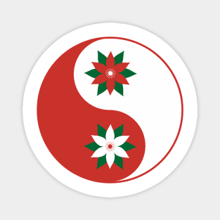 Christmas Poinsettia Yin Yang Magnet